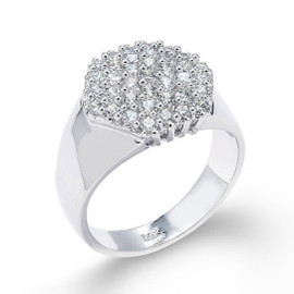 14k White Gold Diamond Cute Cluster Prong Ring