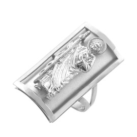 Silver Saint Jude Fancy Ring 1.2 Inches