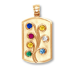 Gold Family Tree Birthstone CZ Pendant