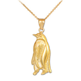 Gold Penguin Pendant Necklace