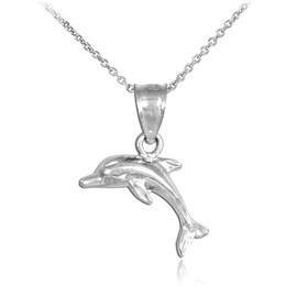 White Gold Dolphin Charm Pendant Necklace