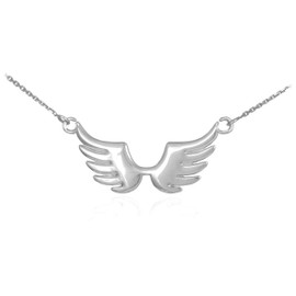 14k White Gold Angel Wings Necklace