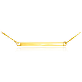 14K Solid Gold Straight Bar Necklace