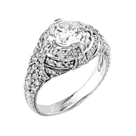 14k White Gold Cubic Zirconia Engagement Ring