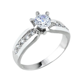 10k White Gold Engagement Solitaire Ring