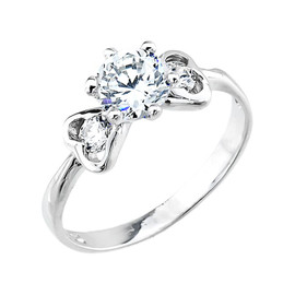 White Gold Cubic Zirconia Engagement Solitaire Ring