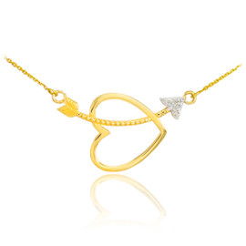 14K Gold Heart & Arrow Diamond Necklace