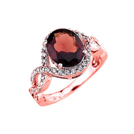 Rose Gold Ladies Garnet Ring