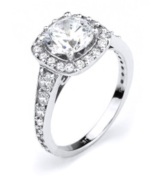 14k White Gold CZ Micro Pave Engagement Halo Ring
