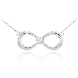 14K White Gold Infinity Diamond Heart Necklace
