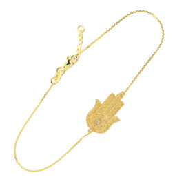 14K Solid Gold Hamsa Diamond Bracelet