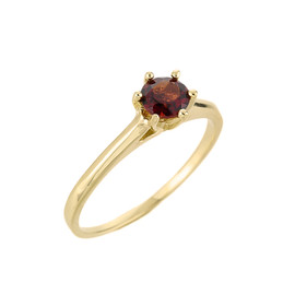 10k Gold Ladies Garnet Gemstone Solitaire Ring