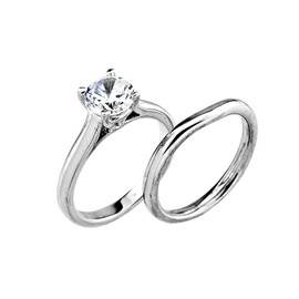 14k White Gold  Engagement Wedding Set