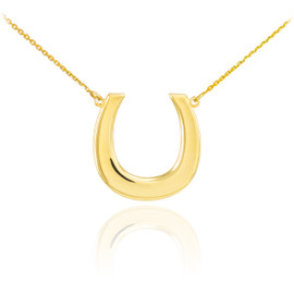 14K Polished Gold Lucky Horseshoe Necklace