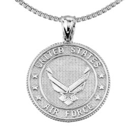 US Air Force Sterling Silver Coin Pendant Necklace
