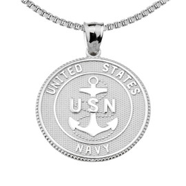 Sterling Silver Two Sided U.S. Navy Insignia Coin Pendant