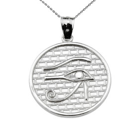 Sterling Silver Eye of Horus Round Charm Pendant Necklace (13 steps)