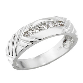 White Gold Men's Diamond Wedding Band