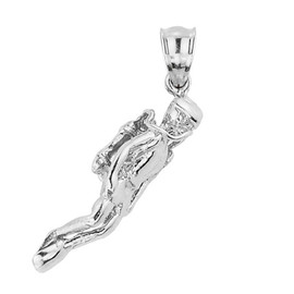 White Gold Scuba Diver Sports Charm Pendant