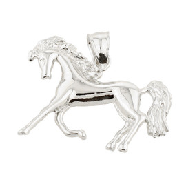 White Gold Running Horse Charm Pendant