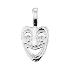 White Gold Comedy Mask Pendant