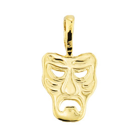 Yellow Gold Tragedy Mask Pendant