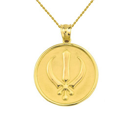 Solid Yellow Gold Sikh Charm Pendant