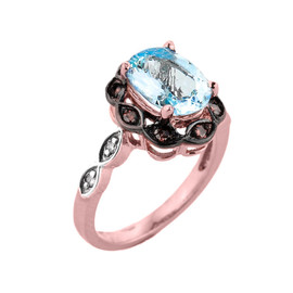 Rose Gold Aquamarine and Diamond Proposal Ring