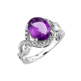 White Gold Amethyst and Diamond Infinity Engagement Ring