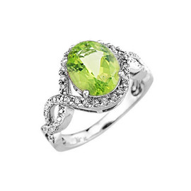 White Gold Peridot and Diamond Infinity Engagement Ring