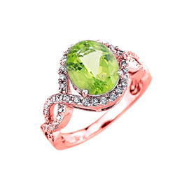 Rose Gold Peridot and Diamond Infinity Engagement Ring