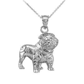 Sterling Silver Bulldog Charm Pendant Necklace