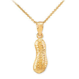 Gold Peanut Charm Pendant Necklace