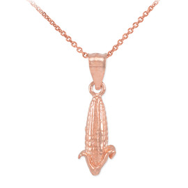 Rose Gold Corn Charm Pendant Necklace