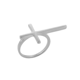 White Gold Extended Sideways Cross Ring