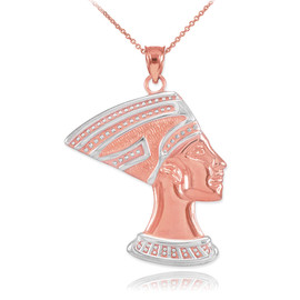 Two-Tone Rose Gold Queen Nefertiti Pendant Necklace