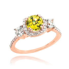 Rose Gold Citrine Diamond Engagement Ring