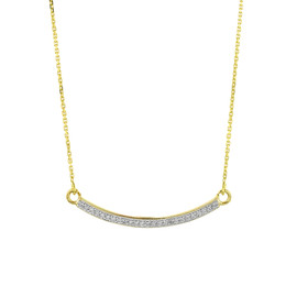 14k Gold Curved Bar Necklace with Diamonds
