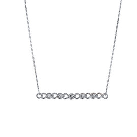 14k White Gold Hearts Necklace with Diamonds