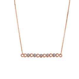 14k Rose Gold Hearts Necklace with Diamonds
