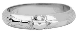 White Gold Claddagh Wedding Band Ring