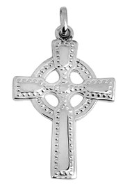 White Gold Celtic Cross Pendant Polished