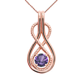 Infinity Rope June Birthstone Alexandrite Rose Gold Pendant Necklace