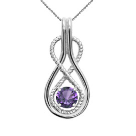 Infinity Rope June Birthstone Alexandrite White Gold Pendant Necklace