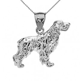 Sterling Silver Cocker Spaniel Pendant Necklace