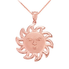Rose Gold Smiling Sun Pendant Necklace