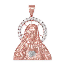 Rose Gold Sacred Heart Of Jesus Pendant