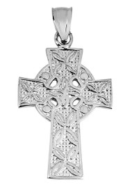 Silver Irish Celtic Claddagh Cross Pendant