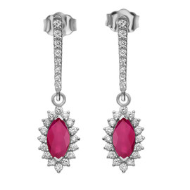 Diamond And Ruby White Gold Elegant Earrings