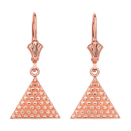 14K Rose Gold Egyptian Pyramid Triangle Earrings
